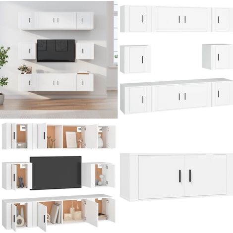 8-tlg. TV-Schrank-Set Weiß Holzwerkstoff - TV-Schrank Set - TV-Schrank Holz (1/5)