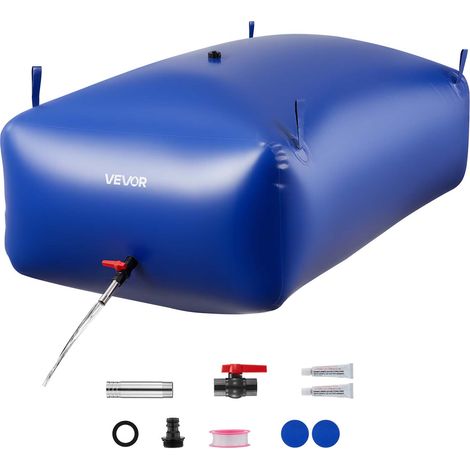 VEVOR Reservoir deEau Souple 1000 L Vessie de Stockage Eau Pliable, Sac Conteneur deEau PVC Grande Capacite, pour Irrigation Jardin, Camping, Camping-car, Utilisation Exterieur, Stockage Urgence, Bleu