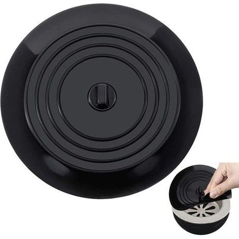 Pouces Bouchon de Baignoire en Silicone Bouchon de Vidange pour la Cuisine, la Salle de Bain et Blanchisseries(Noir) (1/5)