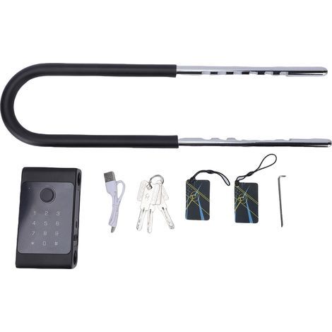Smart U Lock Longue anse Support de porte de vélo Empreinte digitale Mot de passe Carte IC Reconnaissance rapide Compatible avec Tuya Capacité de 300 utilisateurs pour vélo moto (1/5)