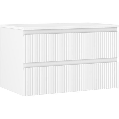 Mexen Rivel mobiletto da bagno sottolavabo 80 cm con piano, 2 cassetti, scanalato, bianco opaco - 91A20-08047-2-BFFC01 (1/5)
