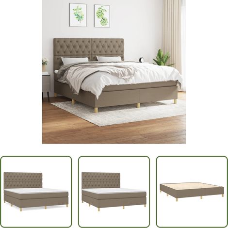 Matratze - Boxspringbett mit Matratze Taupe 160x200 cm Stoff (1/5)