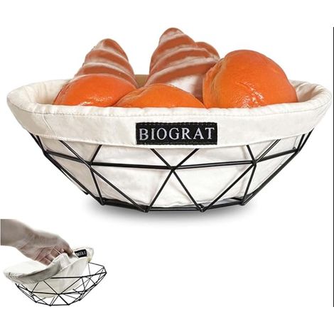 Corbeille à Pain Panière de table avec Tissu Design Metallique, Ø 26,5 cm Corbeilles Fruits pour Cuisine Restaurant (1/5)