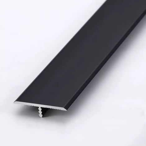 Profilé en T, Noir Blanc Profil Rail De Transition Plate, Transition Facile Fixation, Bande De Moulure De Bord pour Moquette Et Revêtement De Sol, 90cm Long Aluminium Anodisé Barre De Seuil (1/5)