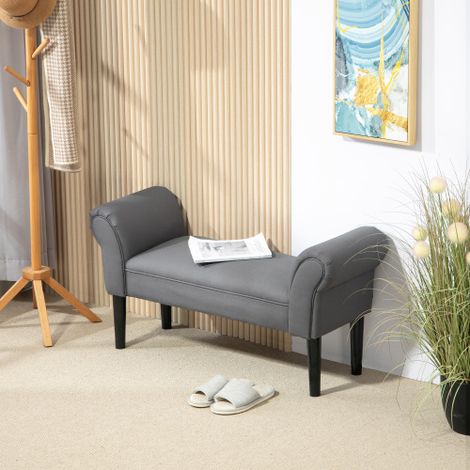 Banc ou siège rembourré, adapté aux chambres ou aux entrées  charge maximale : 130 kg  revêtement en tissu  gris foncé. (1/5)
