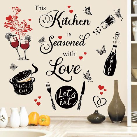 Stickers Muraux Cuisine Citation Noir Autocollants Muraux Texte (1/5)