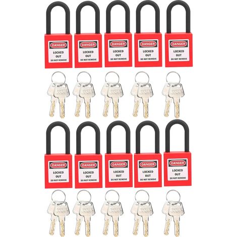 Cadenas de Consignation, 10 Serrures de Consignation en Métal avec 20 Clés Cadenas de sécurité, Cadenas Rouges, pour Atelier Intérieur Extérieur, Usine, Garage (Rouge) (1/5)
