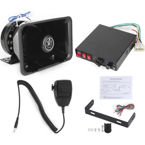 Avertisseur sonore alarme incendie 200W 8 sons sirène klaxon mégaphone avec micro pour voiture (1/5)