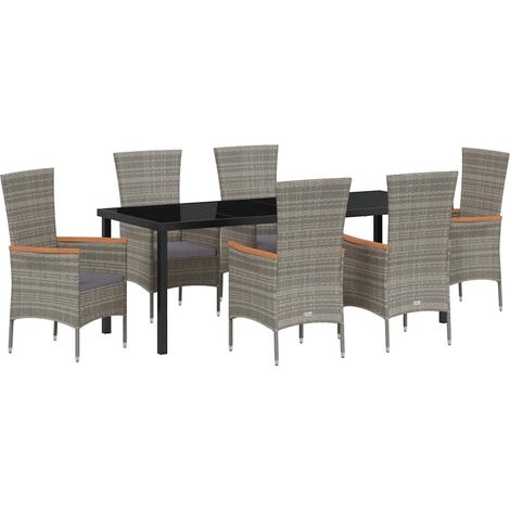 Maison Exclusive - Set da Pranzo per Giardino con cuscino 7 pcs Grigio