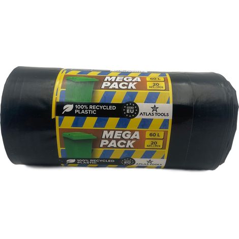 Bolsas de basura Atlas Tools universales, resistentes, grandes, 60x72cm, 60L, 20 unidades. (1/5)