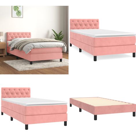 Boxspringbett mit Matratze Rosa 80x200 cm Samt - Samtbett - Boxspringbett - Doppelbett - Rosa Bett - Betten Günstig - Home & Living (1/5)