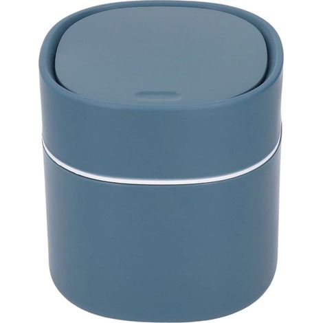 Mini poubelle de table 1,5 L avec couvercle pop-up, bac à déchets compact et hermétique 14 x 14 cm, pour bureau, plan de travail et salle de bain, bleu (1/5)