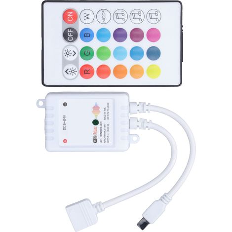 Télécommande LED intelligente 24 touches, contrôleur sans fil RGB, 16 couleurs, 4 modes d'éclairage, alimentation 5-24 V CC pour Tuya 4 voies (1/5)