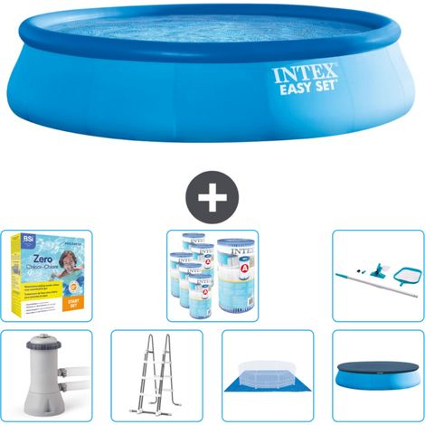Intex runder aufblasbarer Easy Set-Schwimmpool – 457 x 107 cm – Blau – Inklusive Zubehör CB52 (1/4)