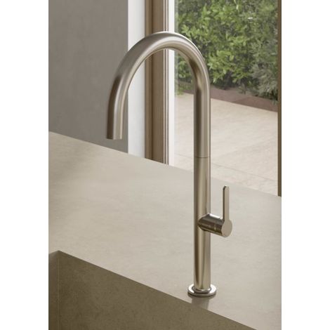 Kludi AUREA Küchenarmatur 55803N575 seitliche Bedienung, Stainless Brushed Nickel (1/5)