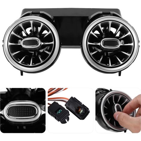 3-farbiges LED-Turbinen-Lüftungsgitter-Set für die hinteren Lüftungsschlitze der Mercedes-Benz C-Klasse W205 Facelift (vor der Front) 2015–2018 Verchromtes Turbo-Lüftungsgitter (1/5)