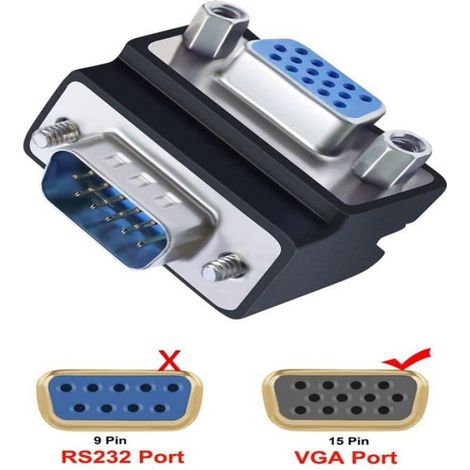 Adaptateur VGA coudé 90° - D-Sub 15 broches mâle vers femelle (1/4)