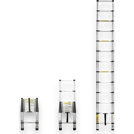 Scala telescopica in alluminio 11 gradini da appoggio con piedini antiscivolo Step Up