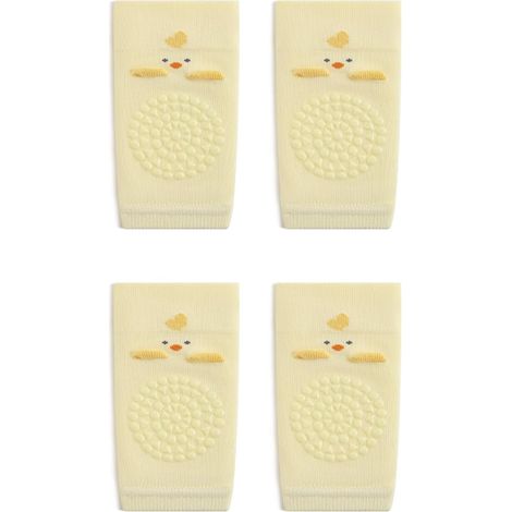 Rodilleras para bebé, 2 pares, verano, antideslizantes y anticaídas con puntos de silicona para gatear, protección suave para las rodillas de 0 a 36 meses, estampado de pollitos amarillos (1/5)