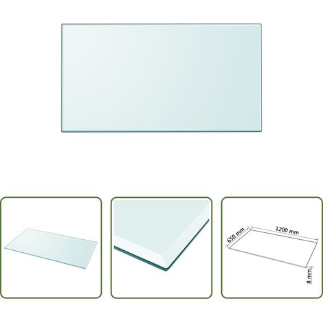 Table de jardin - Dessus de table rectangulaire en verre trempé 1200 x 650 mm (1/5)