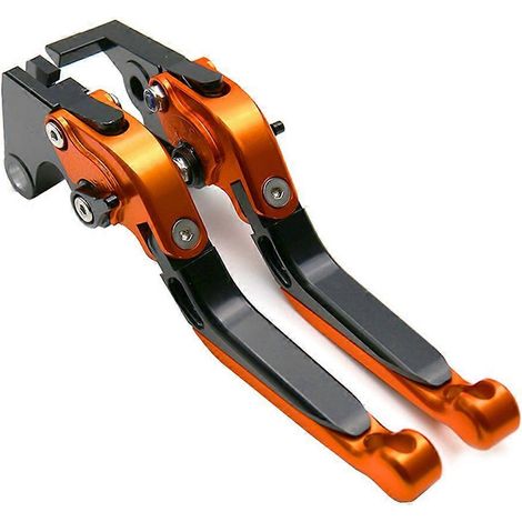 Compatible avec les modèles Xiaoxing GT250R/GT650R (2002-2016) : klaxon de frein et d'embrayage pliable modifié (tonalité orange et noire). (1/5)