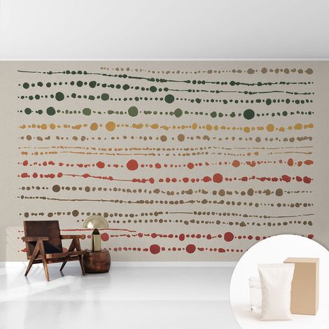 Tapete Vliestapete mit Kleber - Wanddekoration Wohnzimmer - Tapete Schlafzimmer Bunte Punkte 416x254 cm (1/5)