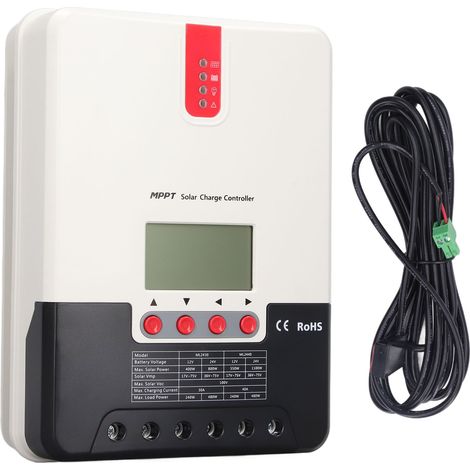 Régulateur de charge solaire MPPT 30A 12/24V Auto, panneau de contrôle 4 touches, compatible batteries Gel, Scellées et Lithium, optimiseur de puissance (1/5)