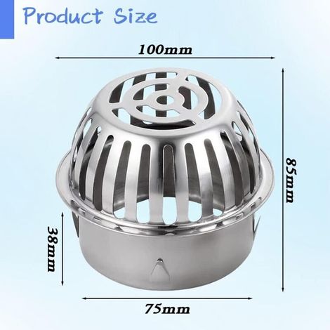 Filtro de canalón antiobstrucción de acero inoxidable – 83 mm, forma convexa, 1 unidad