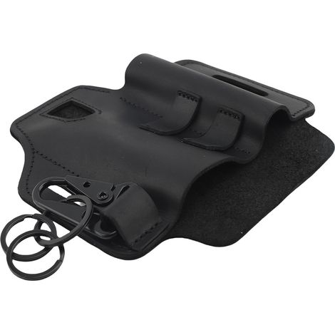 Multitool-Gürtelholster, Lederetui, Organizer, Taschenlampe, Stift, Schlüsselring, schwarz (1/4)