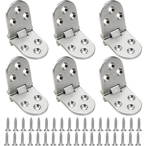 Bisagra plana, bisagra plegable de 6 piezas, bisagra abatible, bisagra de aleación, herrajes para el hogar, bisagras plegables para mesa en zinc plateado, bisagra invisible para montaje de muebles (1/4)