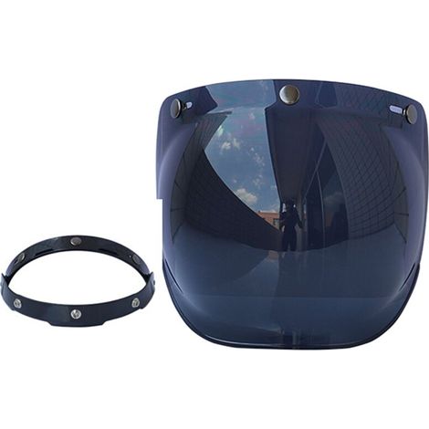 Casco da moto anti-UV e antigraffio, visiera a bolla, protezione antivento universale per viso aperto, di serie con 3 bottoni a pressione.