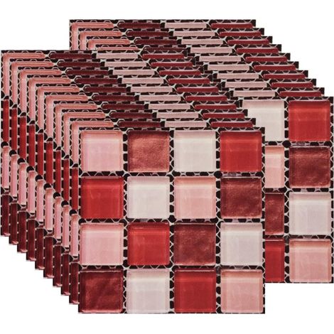 20PCS Autocollant Carreau, Auto-Adhésif Autocollant Fond D'écran Résistant à la Chaleur Étanche Dosseret pour Cuisine Salle Bâton Mosaïque Rose (10x10 cm / 4x4 Pouces) (1/5)