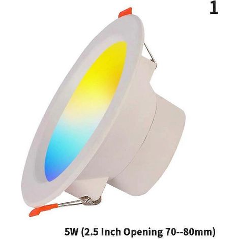 Spot LED encastré WiFi Smart Life à intensité variable, Bluetooth, 7W, 9W, 15W, RGB, lumière chaude/froide, compatible avec Alexa et Google Home