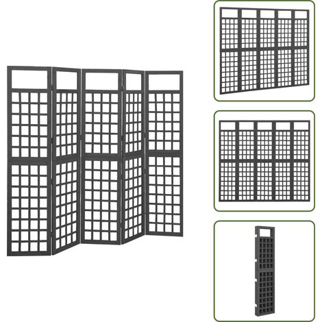 Paravento in legno - vidaXL Divisorio a 5 Pannelli Legno Massello di Abete Nero 161x180 cm - Divisore per patio