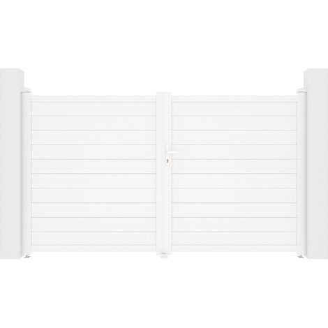 Cancello elettrico a battente L305 x H181 cm Alluminio pieno Bianco - NAZARIO (1/4)