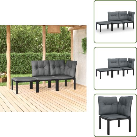 The Living Store Juego de muebles jardín 3 pzas ratán sintético negro y gris - Ratán sintético