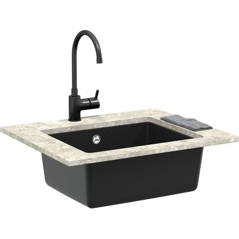 Évier Noir 530 x 460 mm 80% Quartz et 20% Résine