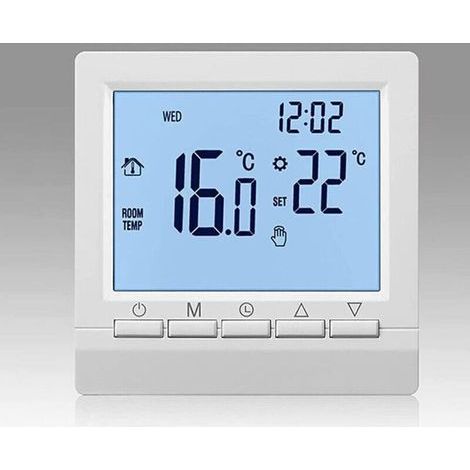 Thermostat de Chauffage de chaudière à gaz 1.5 v régulateur de température alimenté par Batterie avec rétro-éclairage Blanc pour chaudières Programmable hebdomadaire