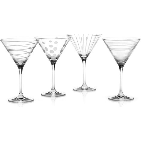 MIKASA Creative Tops Cheers Set de Bicchieri de Martini Cocktail Glasses de Crystal, Set de 4, Multi-Color (1/5)