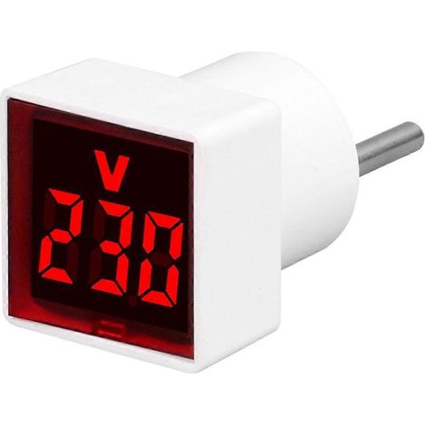 Voltmètre numérique avec affichage LED et prise européenne rouge (1/5)