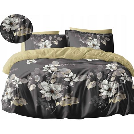 Parure de lit en flanelle chaude 140x200 + Taie d'oreiller polonaise, motifs feuilles et fleurs (1/5)