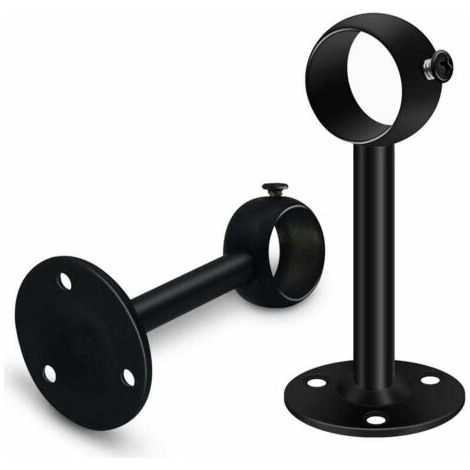 Set mit 2 robusten, schwarzen Gardinenstangenhalterungen für deckenmontierte Gardinenstangen, 25 mm Edelstahl-Gardinenstangenhalterungen, Gardinenstangenhalterungen für Kleiderschränke und Garderoben (1/5)