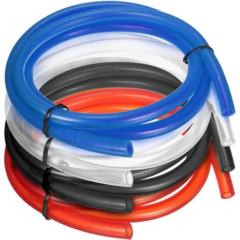 Tuyau d'essence, tuyau d'essence coloré résistant aux hautes températures, lot de 4 tuyaux d'essence en caoutchouc de haute qualité pour moto (1 m, noir/rouge/bleu). (1/5)