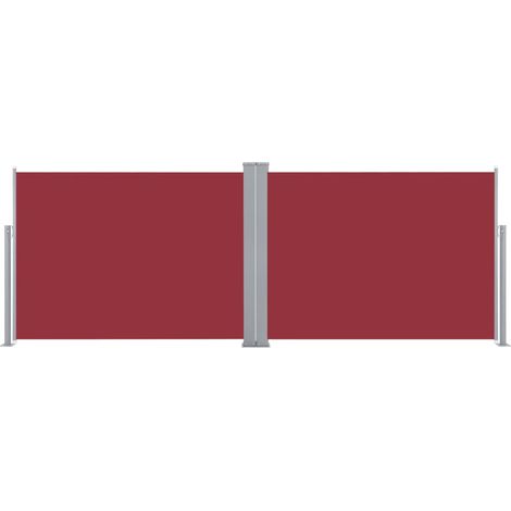 Auvent paravent store brise-vue latéral rétractable de patio jardin terrasse balcon protection visuelle écran rouge 120 x 1000 cm