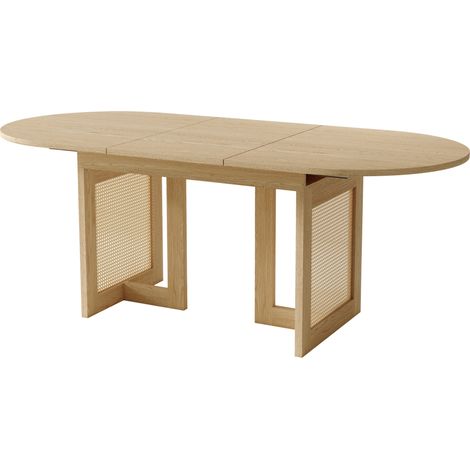 Mesa de comedor extensible 120/160 x 80 cm de MDF color roble (1/5)