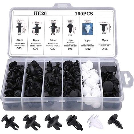Clip a rivetto in plastica, 100 pezzi, clip per carenatura moto, clip di fissaggio per interni di veicoli, parti di carenatura, elementi di fissaggio per A (1/5)