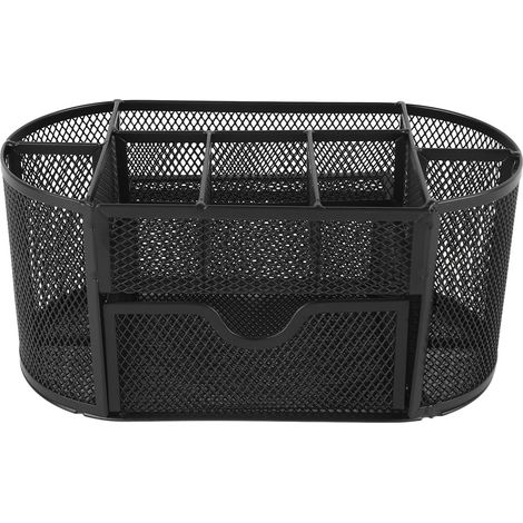 Rangement bureau mesh 8 compartiments 1 tiroir, organiseur multifonction stylo et fournitures, pour salle de classe. (1/5)