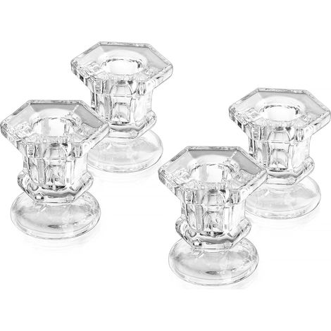 Bougeoir en Verre, Clear Stick Stands Candlesticks Taper Sticks Holder Bougeoirs De pour Salon Table À Manger Décoration De Mariage (1/5)