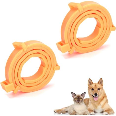 2 pcs Collier Chat Anti Puces et Tiques,Collier Anti Tique Chien,Collier Anti Puces pour Chien et Chat,Colliers naturels Contre Les puces et Les tiques,Design Réglable étanche 62cm (Orange)