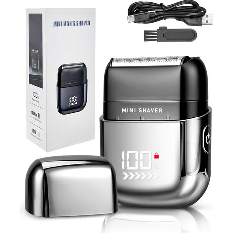 Elektrorasierer, Elektrorasierer für Herren, Mini-Elektrorasierer mit USB-C-Schnellladefunktion, 100 Minuten Akkulaufzeit, Reisesicherung (1/5)